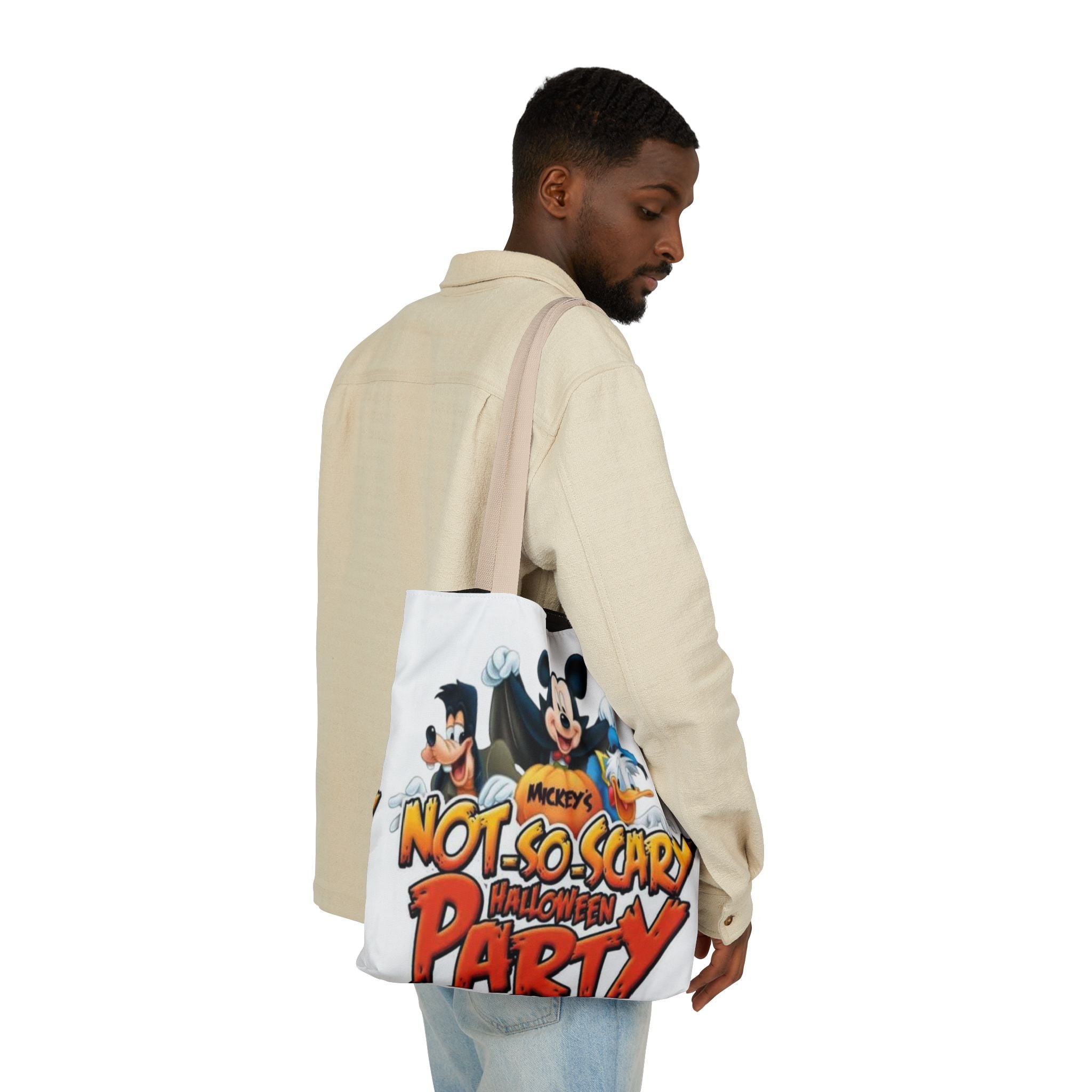 Halloween Party Canvas Tote Bag — "Not-So-Scary Halloween Party" Graphic
