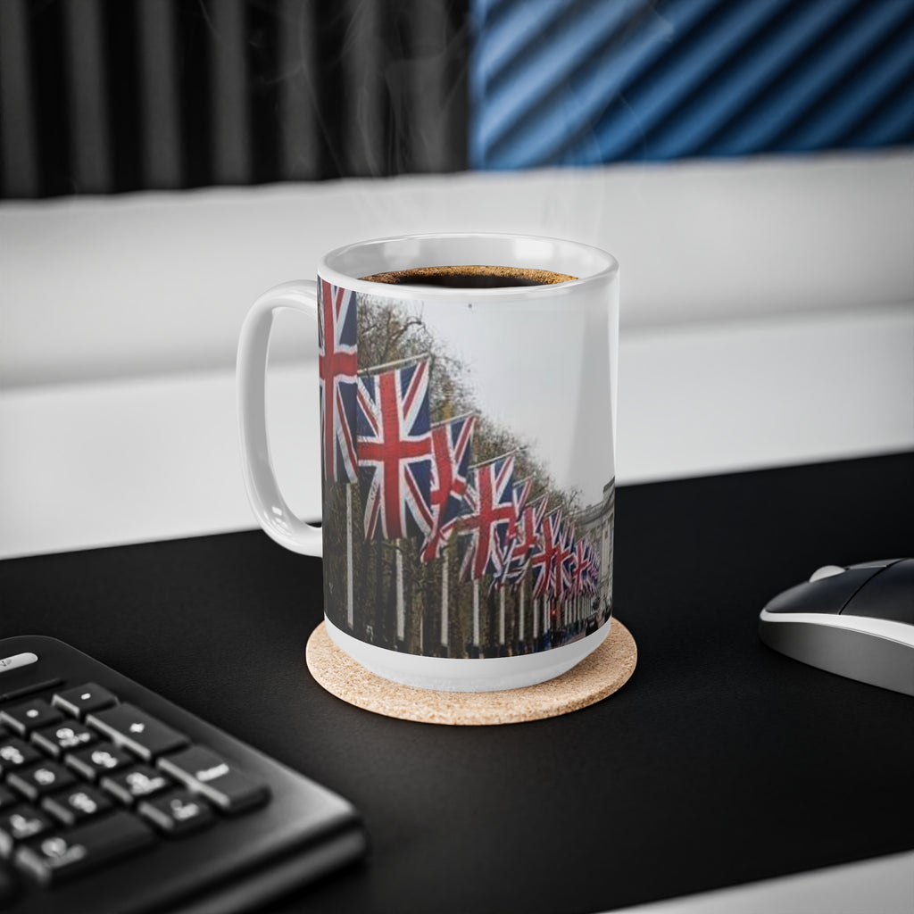 Union Jack Street Scene Ceramic Coffee Mug — 11oz & 15oz