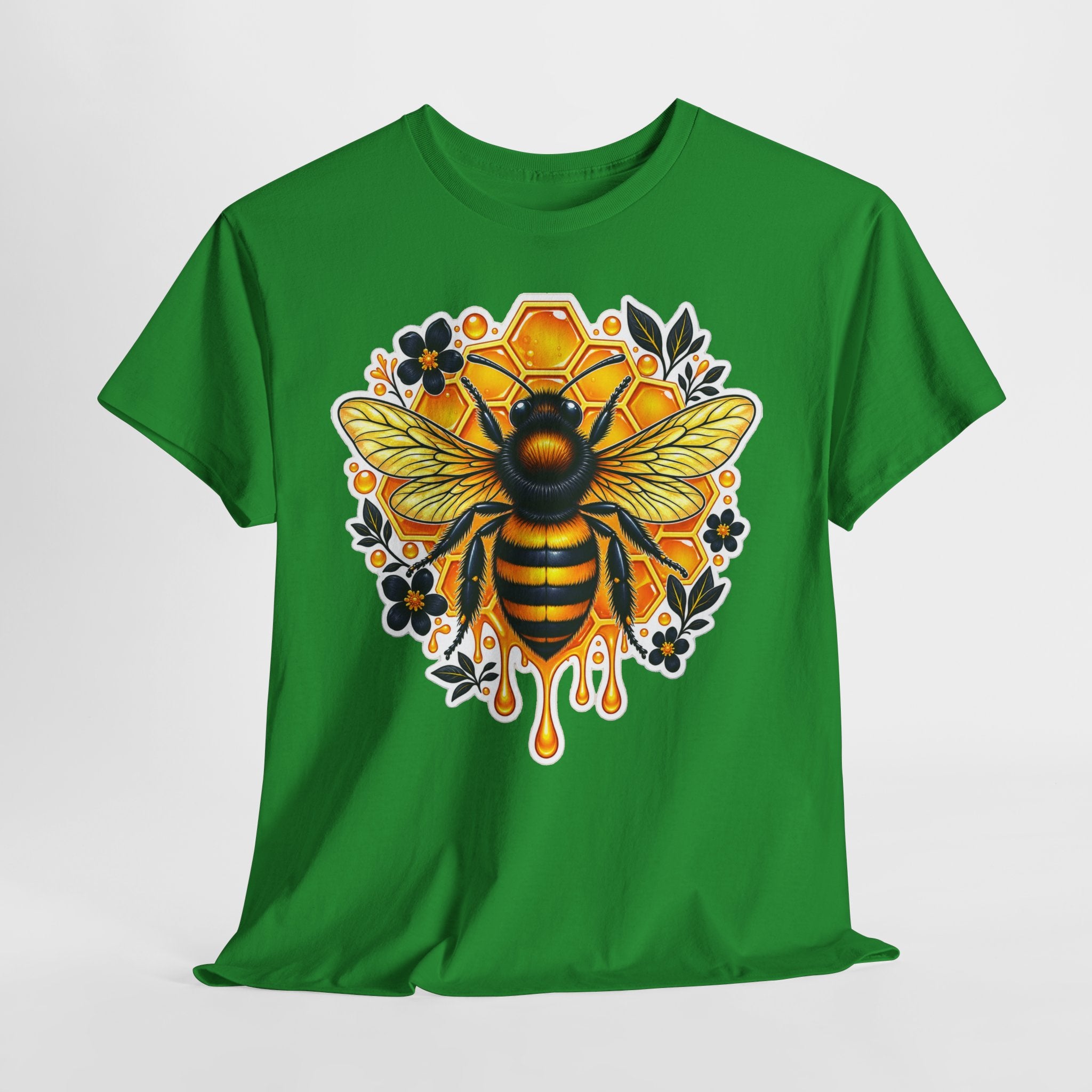 Manchester Bee Honeycomb T‑Shirt — Floral Dripping Honey Graphic Tee