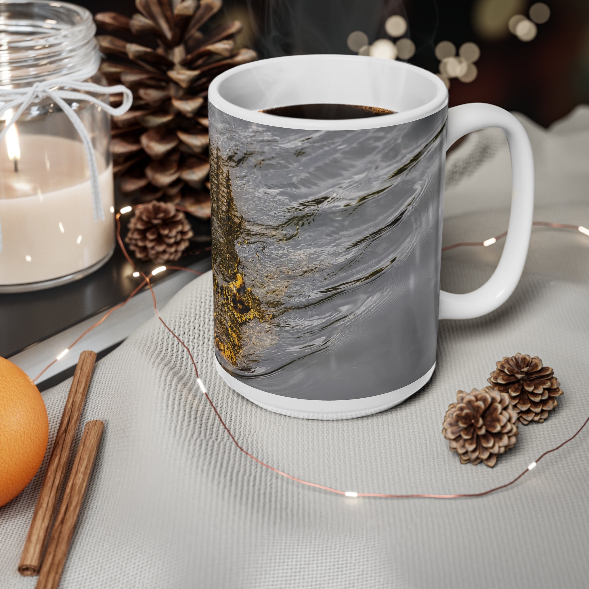 Alligator Reflection Ceramic Mug - Wildlife Photography Coffee Cup (11oz, 15oz)