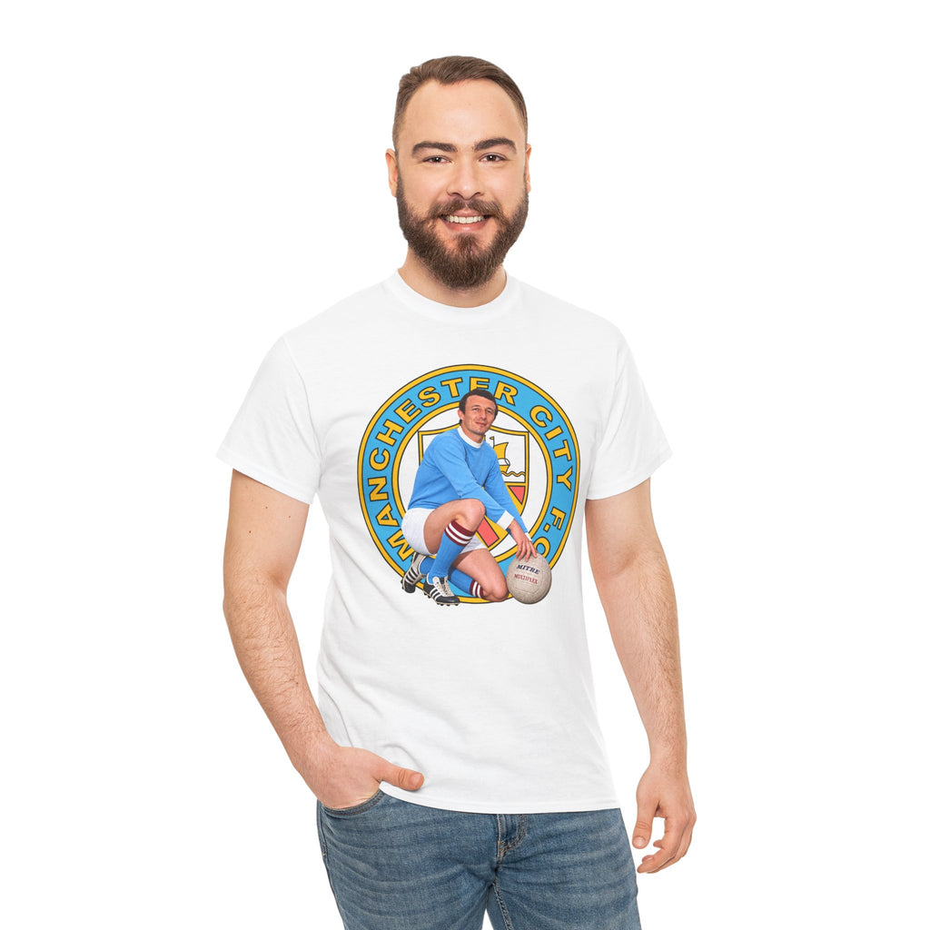 Mike Summerbee Manchester City Vintage Soccer Tee — Retro Player Crest Graphic