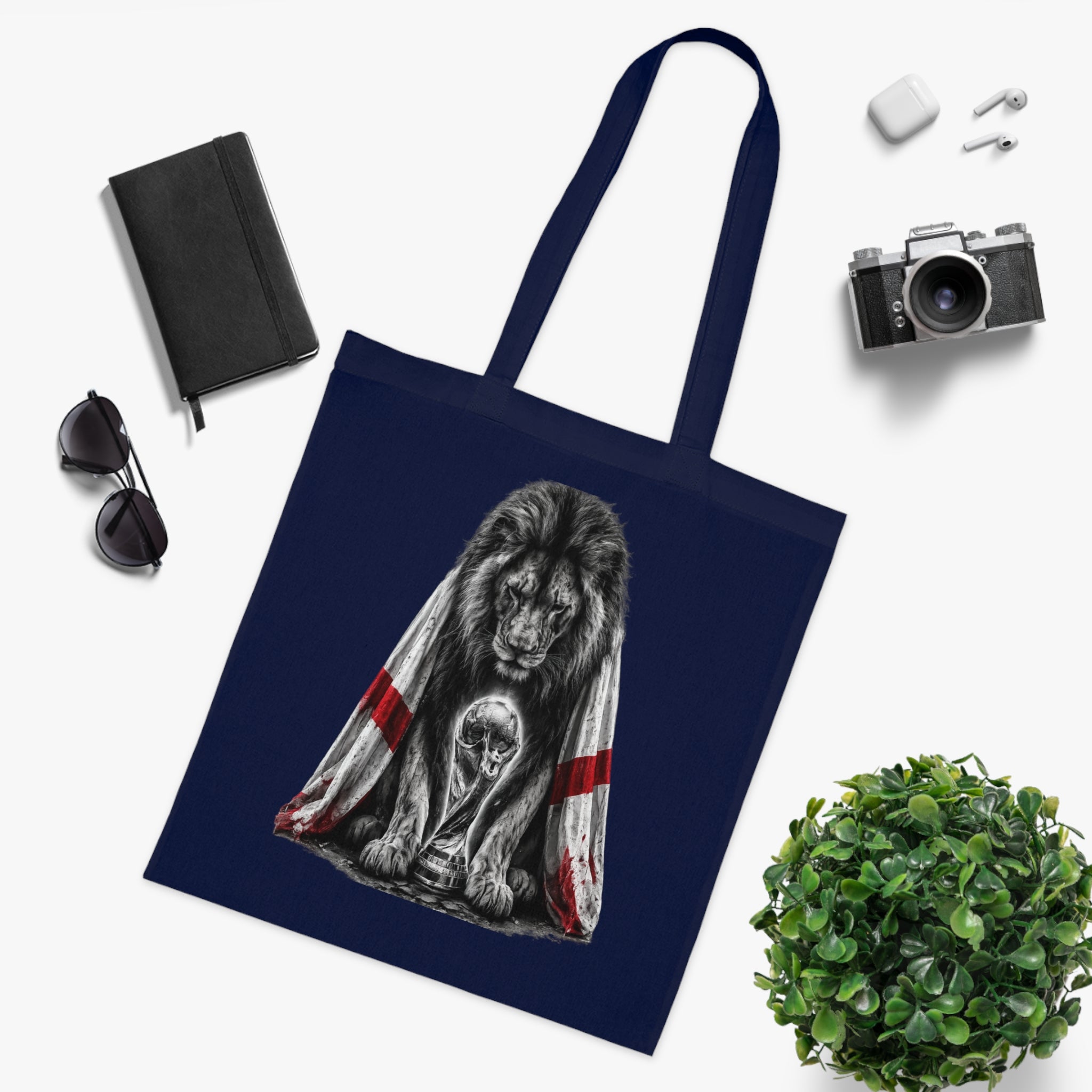 England Lion Tote Bag – Protective Lion Illustration Cotton Tote