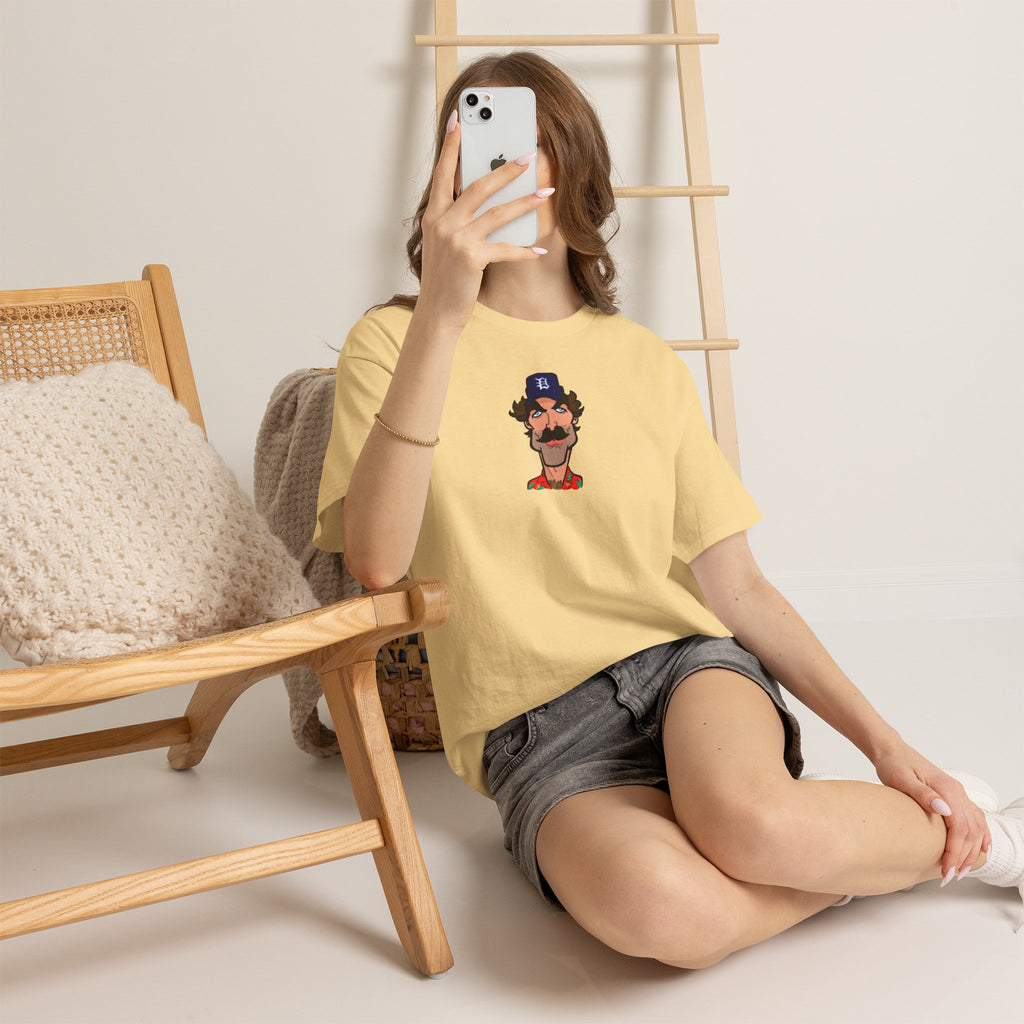 Magnum PI Retro Caricature T-Shirt — Retro Mustache Hat Portrait Tee
