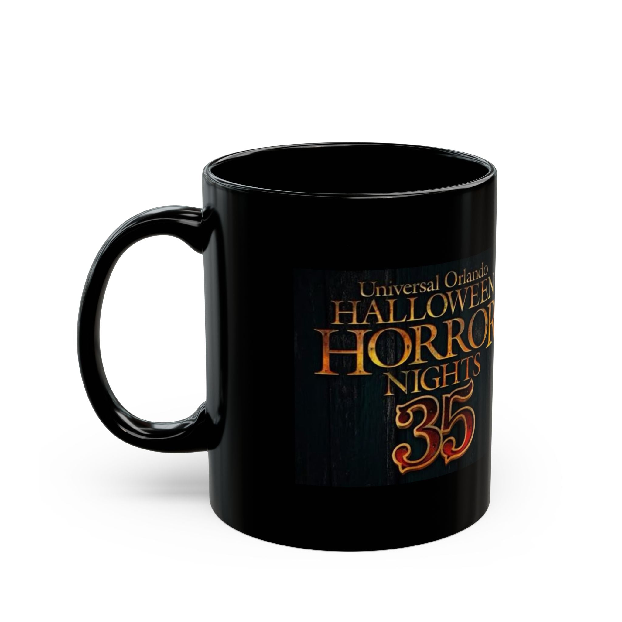 Halloween Horror Nights 35 Black Coffee Mug — Universal Orlando Souvenir (11oz & 15oz)