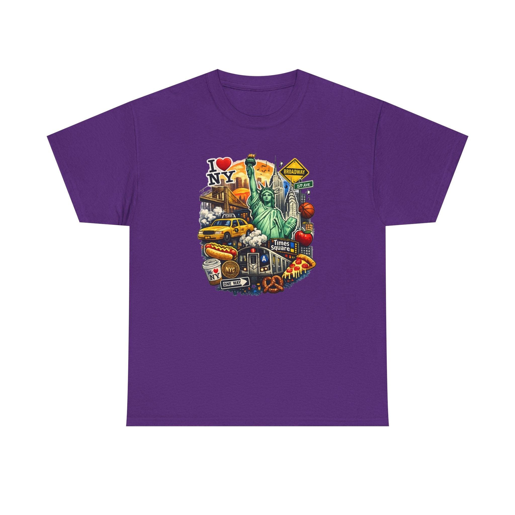 New York City Icons T-Shirt — Statue of Liberty, Taxi & I  NY Collage Tee