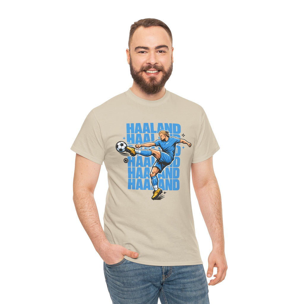 Haaland Manchester City Inspired Cotton T-Shirt — Striker Action Graphic Football Shirt