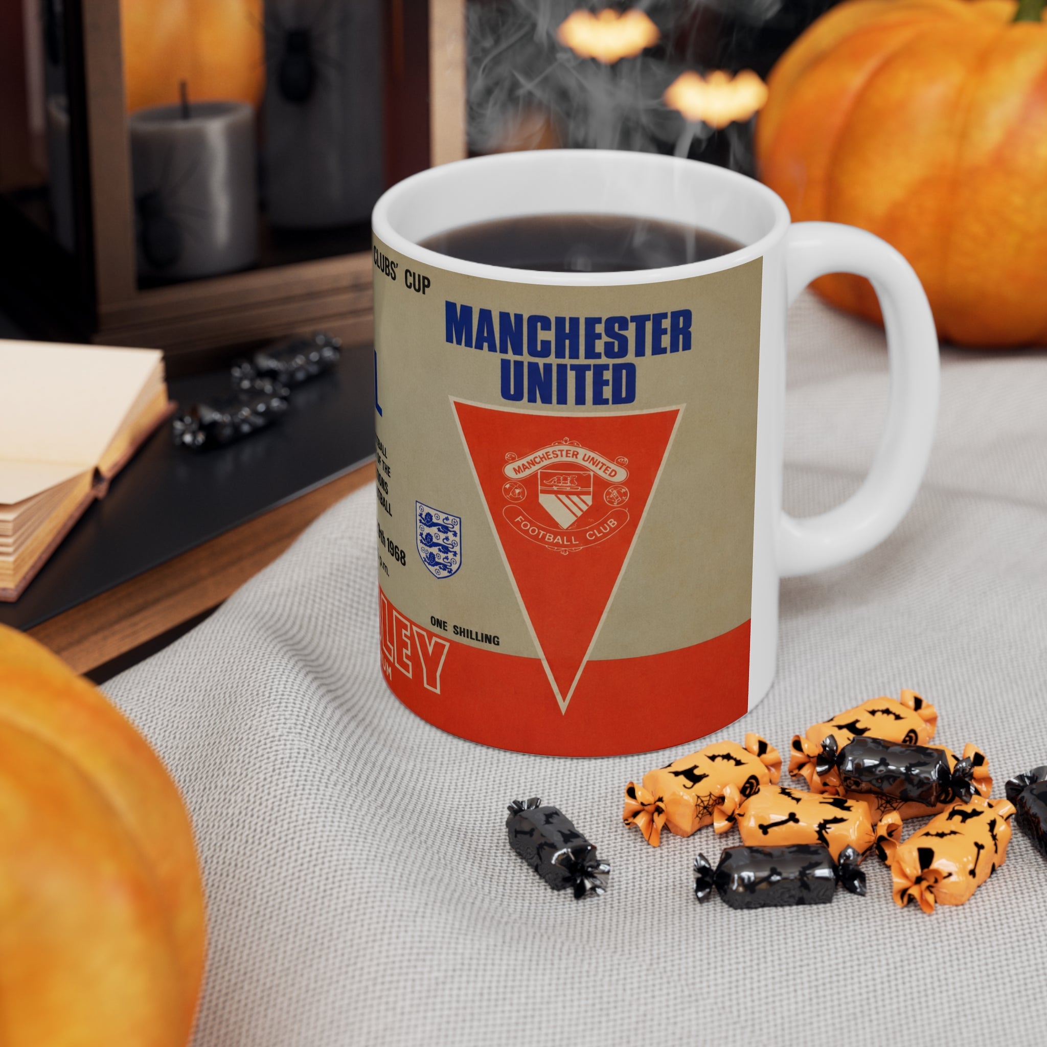 1968 European Cup Final Programme Cover Inspired Benfica vs Man Utd Vintage Coffee Football Mug