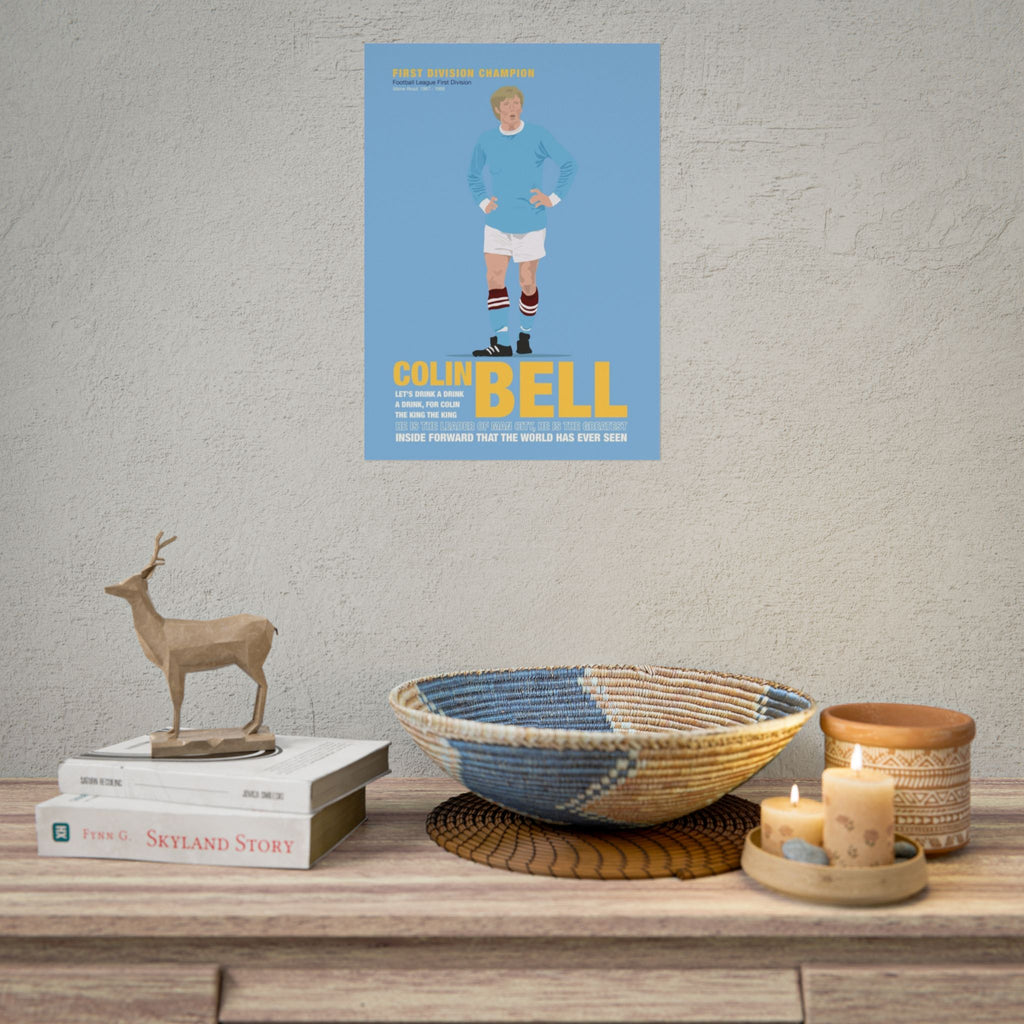 Colin Bell Football Poster — Retro Manchester City Vintage Player Print (Rolled Poster)