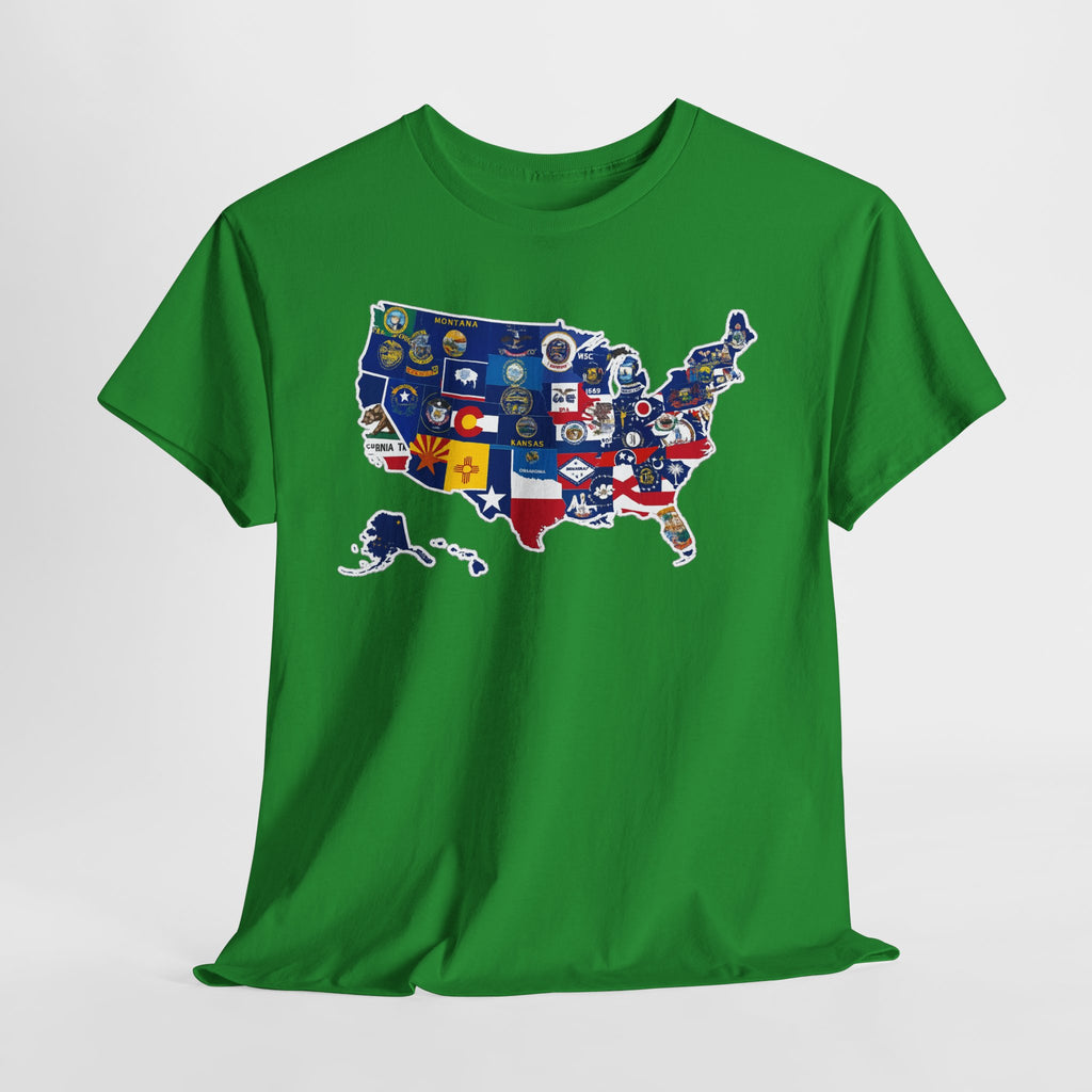 USA Map Flag T-Shirt — United States State Flag Map Tee