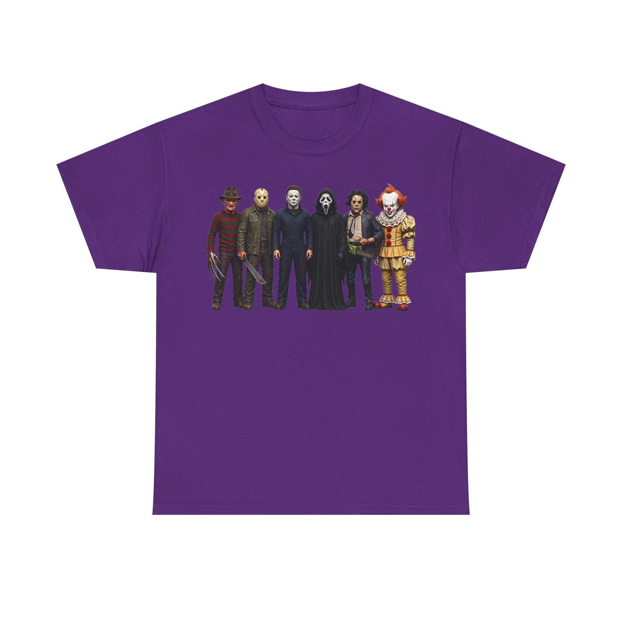 Horror Icons Lineup T‑Shirt – Freddy, Jason, Michael, Ghostface & Pennywise Tee