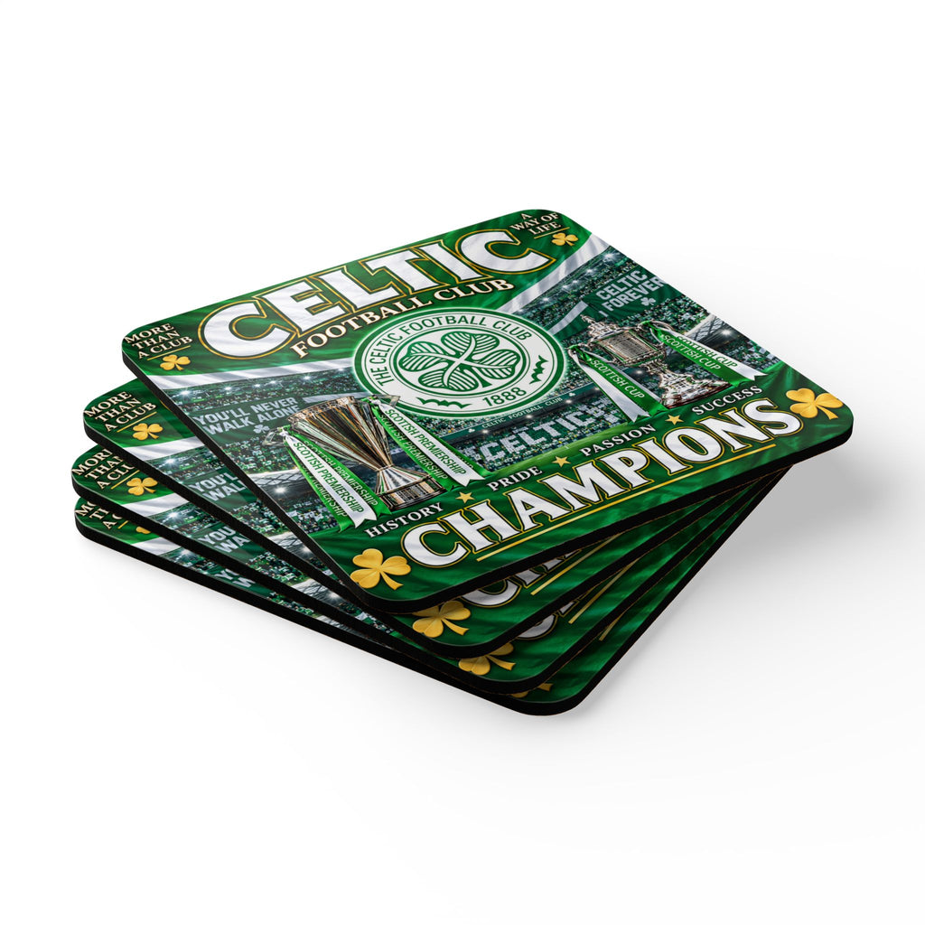 Celtic Football Club 'Champions' Cork Coaster Set — 4-Pack Fan Barware