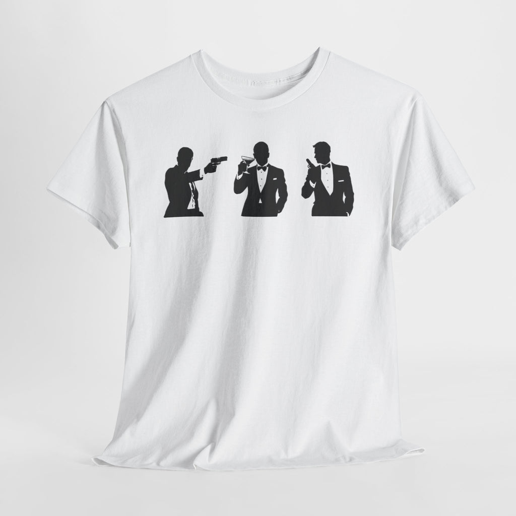 Bond in Suits Silhouette Tee — Classic James Bond Tuxedo Graphic Shirt