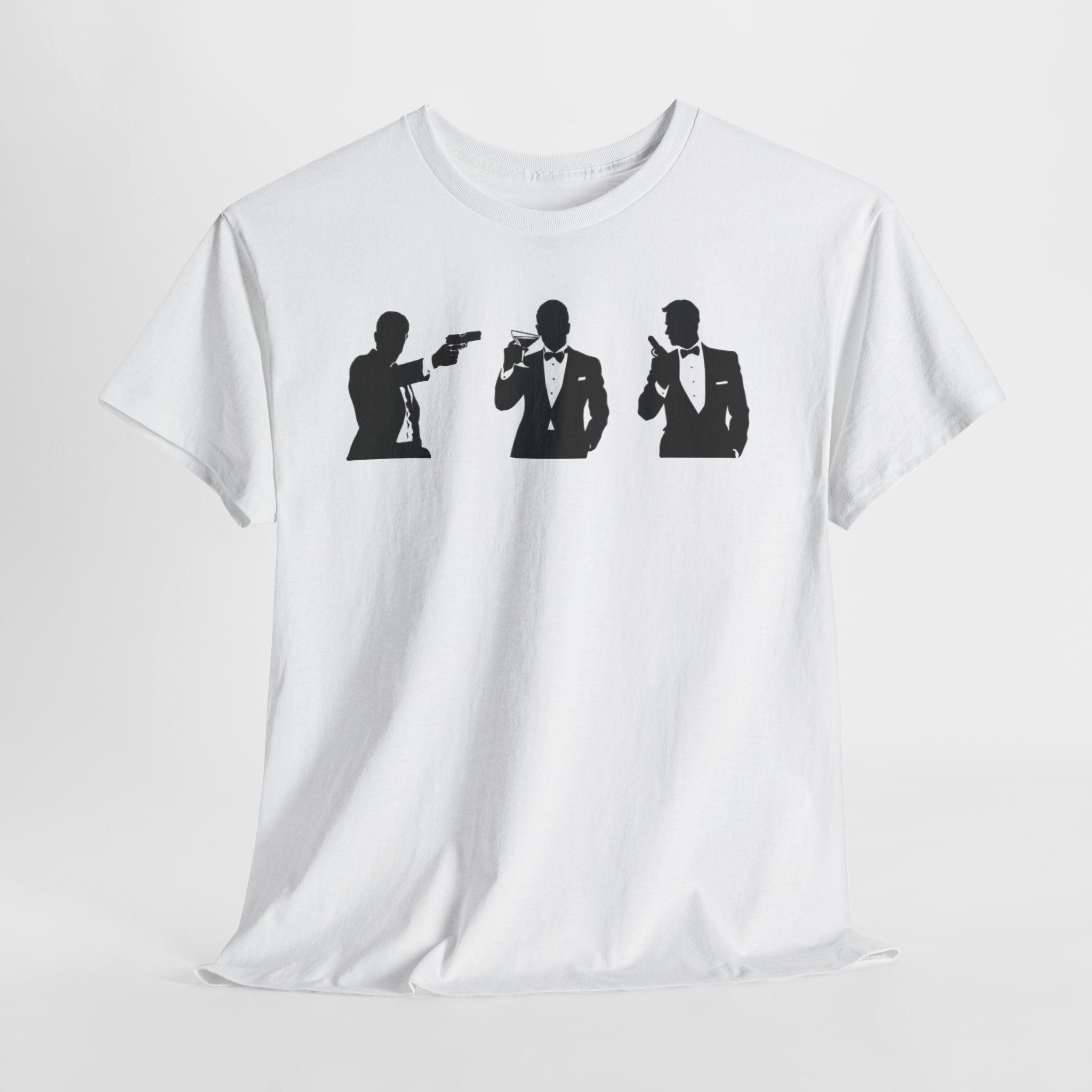 Bond in Suits Silhouette Tee — Classic James Bond Tuxedo Graphic Shirt
