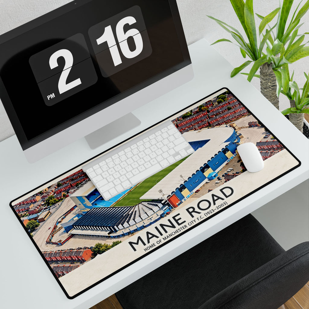 Maine Road Stadium Desk Mat — Manchester City Vintage Football Pitch Mousepad