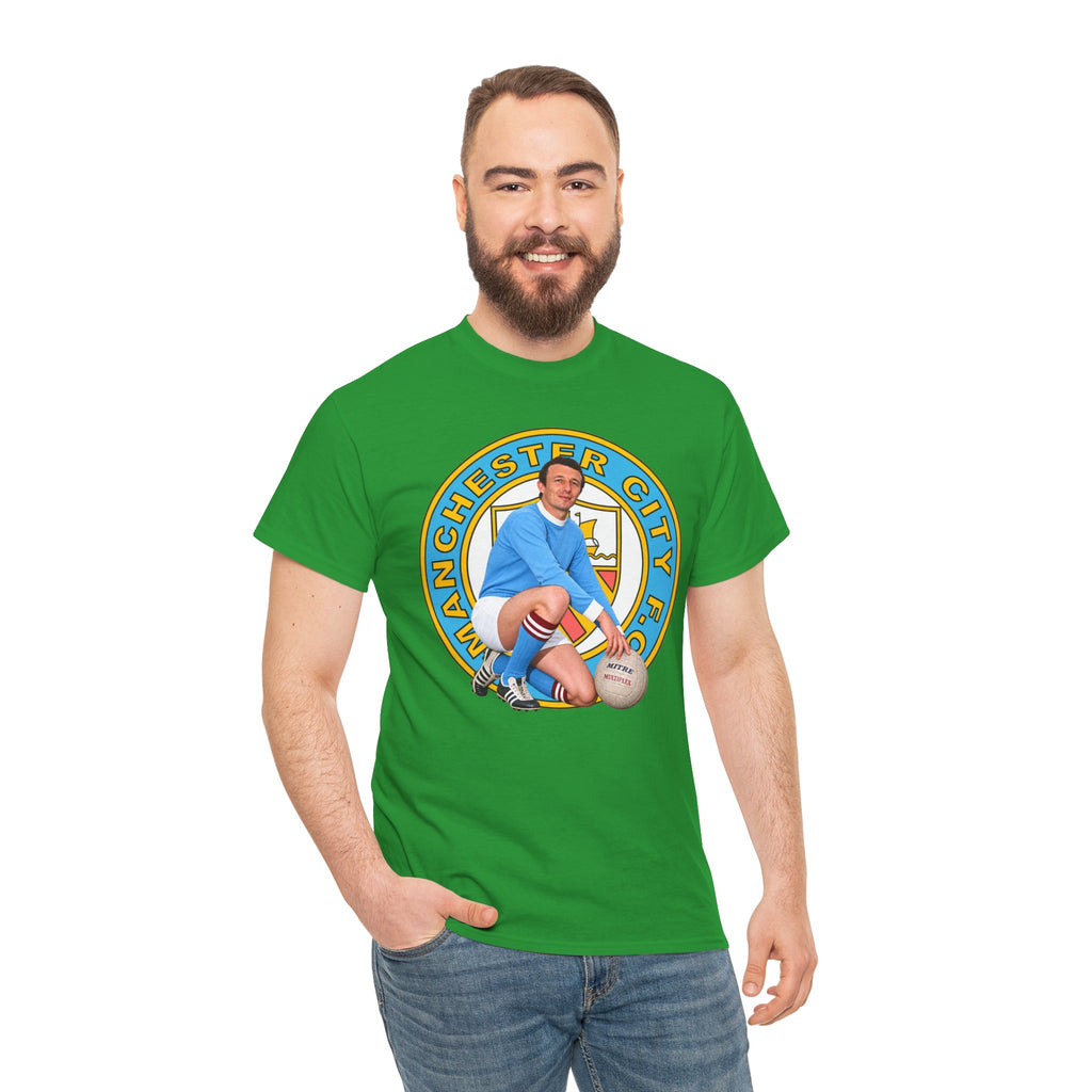 Mike Summerbee Manchester City Vintage Soccer Tee — Retro Player Crest Graphic