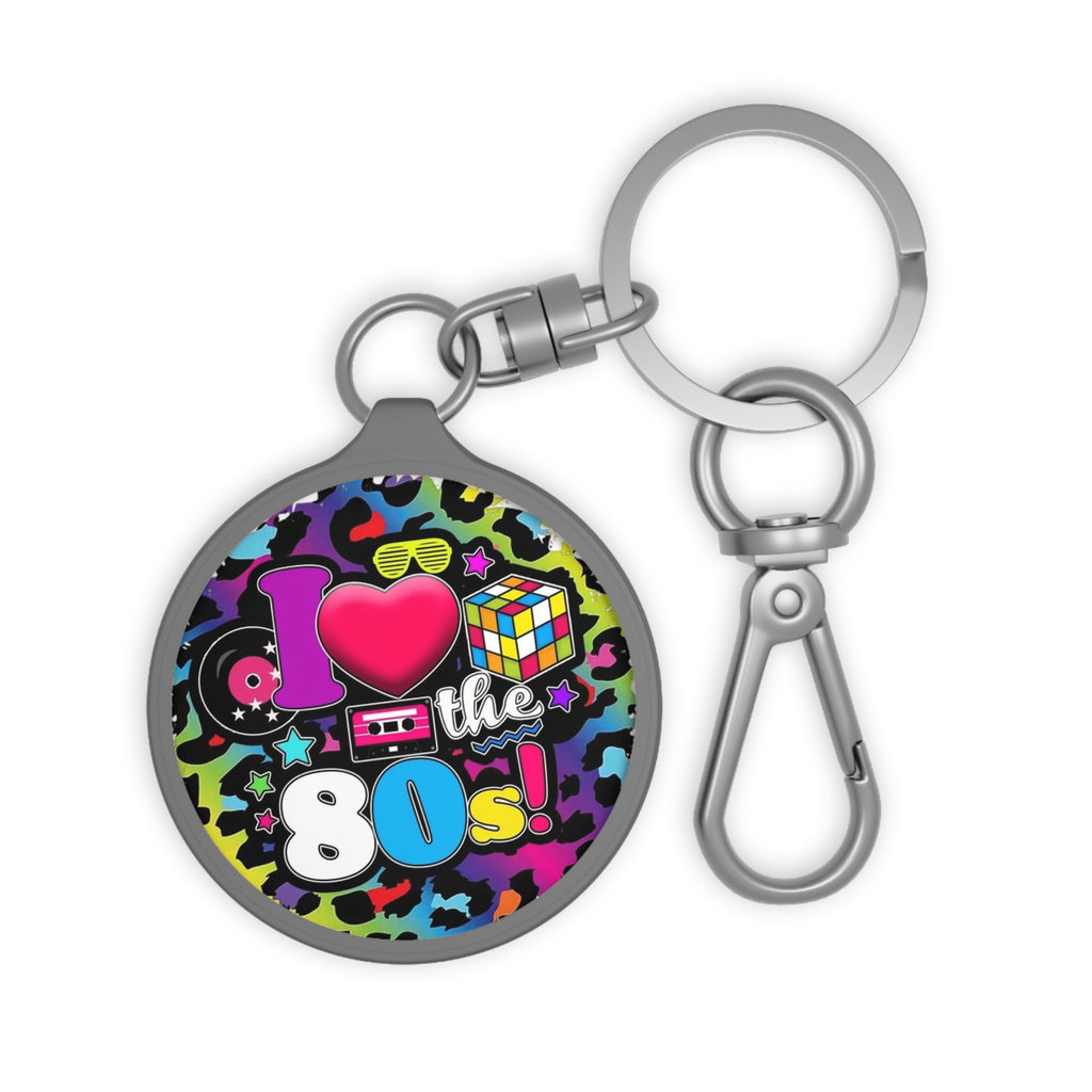I Heart the 80s Keyring Tag — Retro Neon Rubik’s Cube Keychain