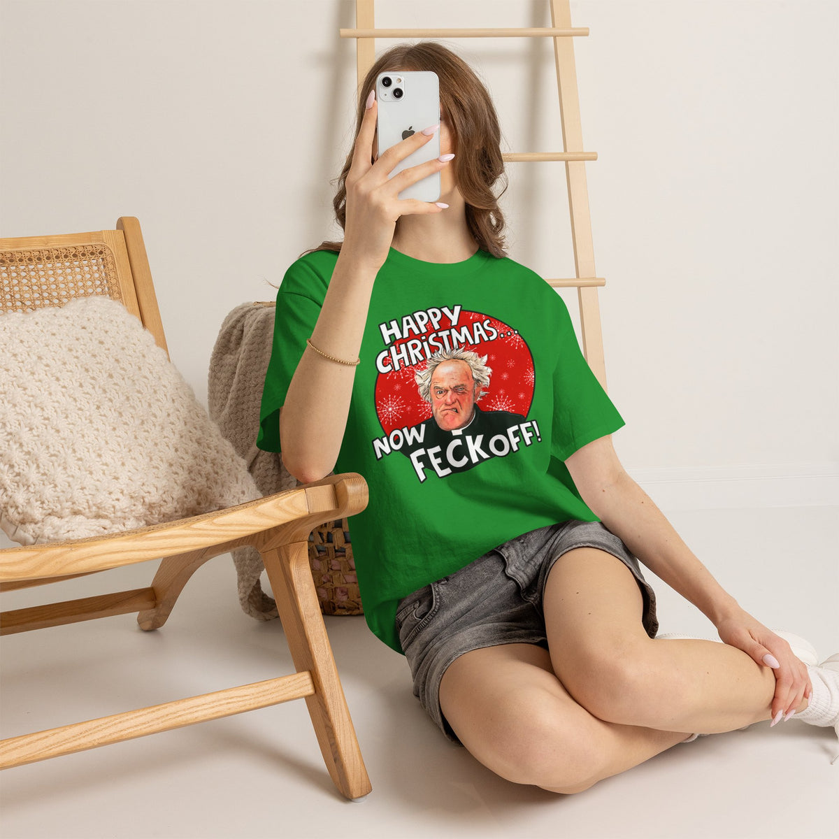 Funny Christmas Tee — “Happy Christmas… Now Feck Off!” Holiday Graphic T-Shirt
