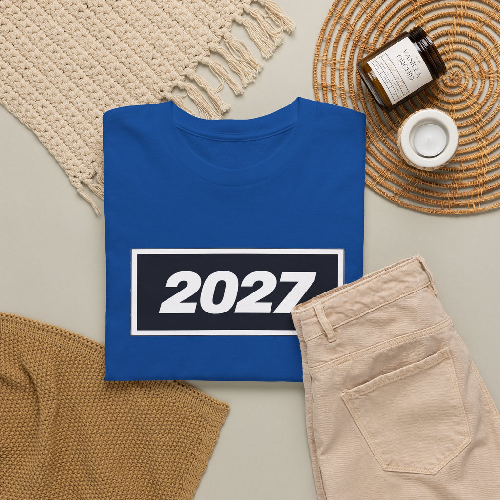 Oasis Inspired 2027 Graphic Tee — Minimal Year Rectangle T‑Shirt for New Year Celebrations