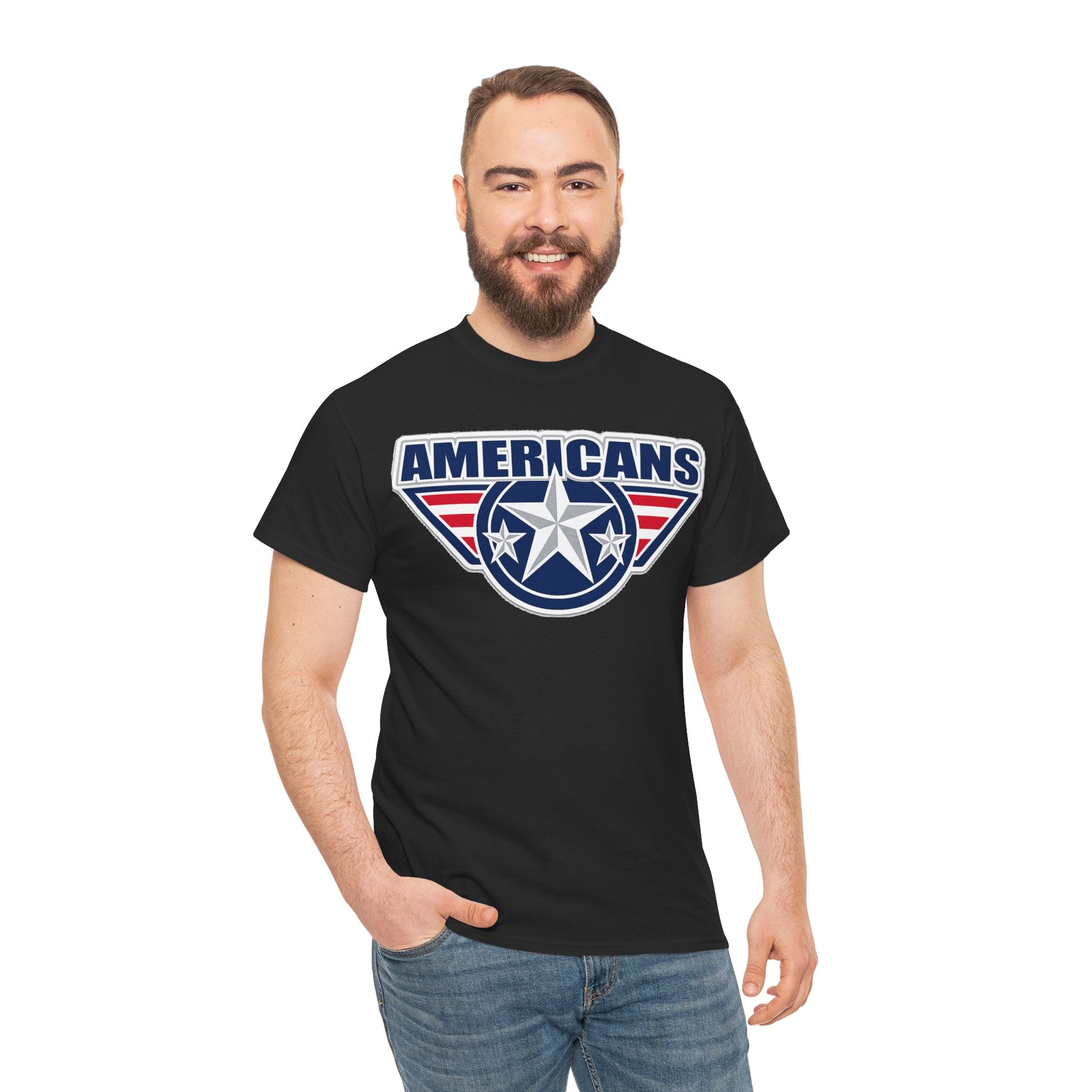 Americans Patriotic Star T‑Shirt — Red White Blue USA Graphic Tee