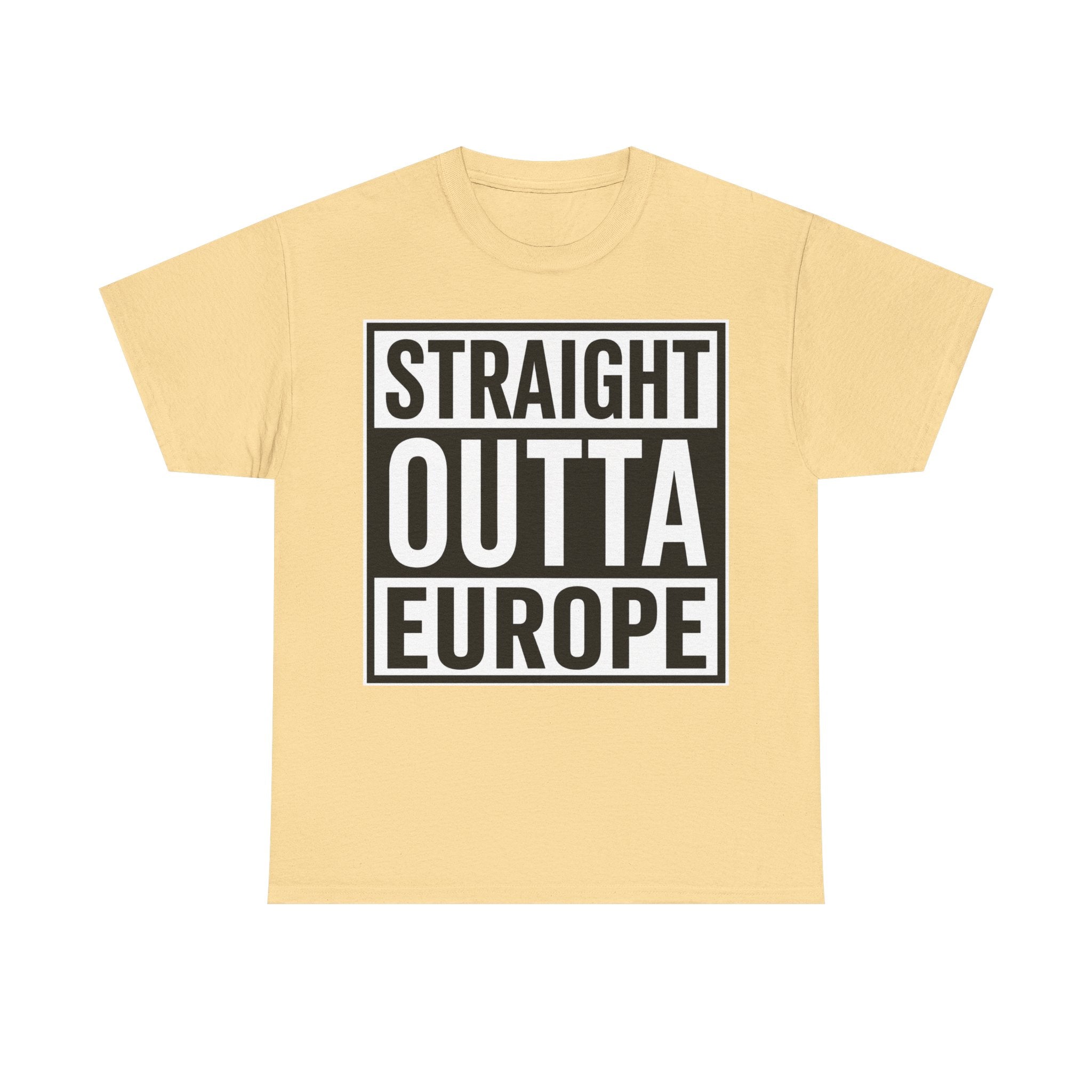 Straight Outta Europe T-Shirt — Bold Black Box Graphic Tee
