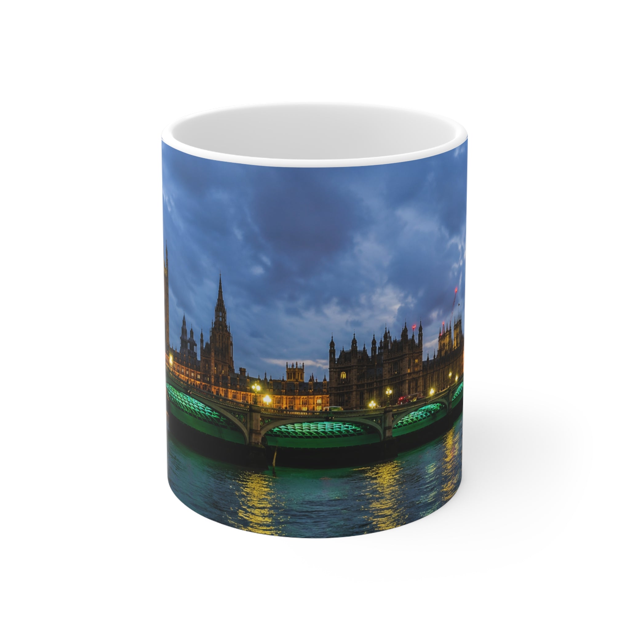 London Night Skyline Mug — Houses of Parliament & Westminster Bridge Ceramic Coffee Cup