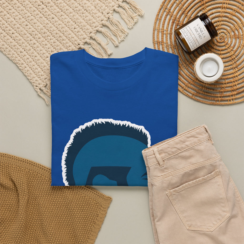 Mr T Profile Silhouette T‑Shirt – Blue Head & Gold Earring Graphic