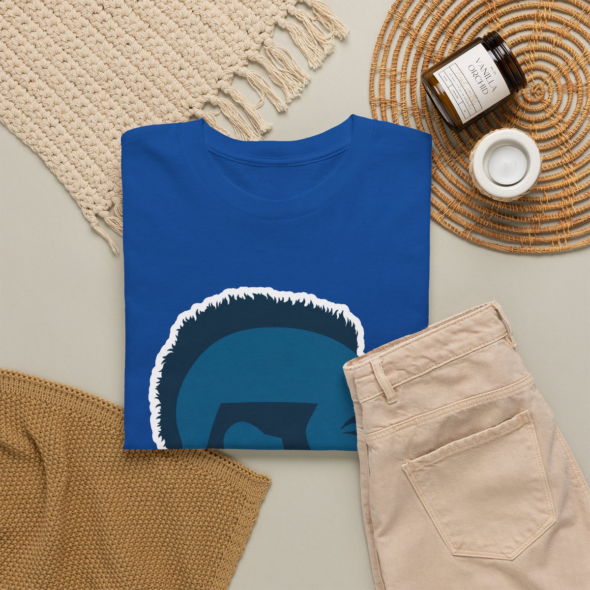 Mr T Profile Silhouette T‑Shirt – Blue Head & Gold Earring Graphic