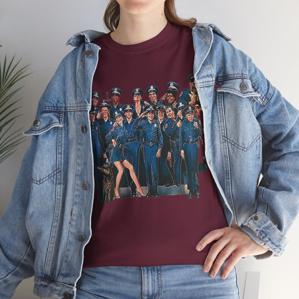 Police Academy Movie Inspired Cotton T‑Shirt — Retro Squad Photo Tee