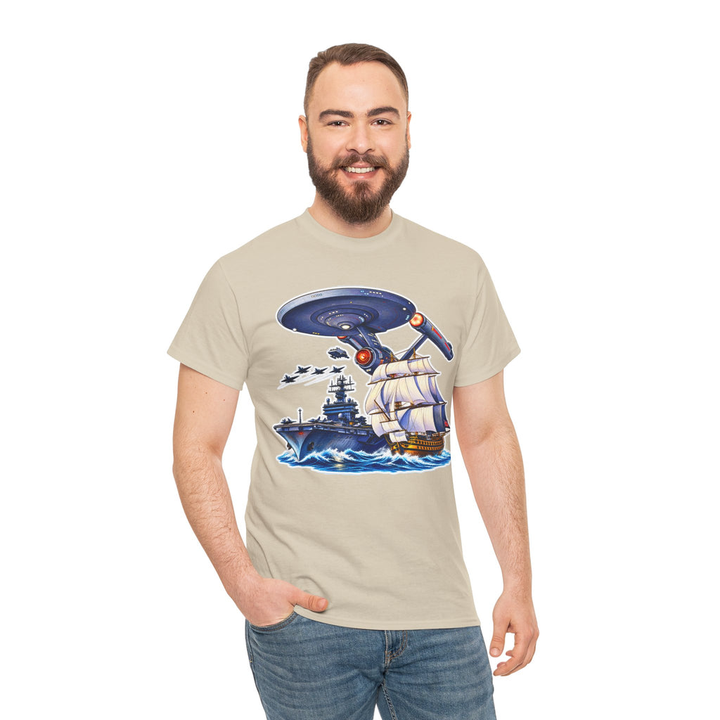 Nautical Starship Called Enterprise T-Shirt — Vintage Sailing Ship Meets Spaceship Graphic Tee