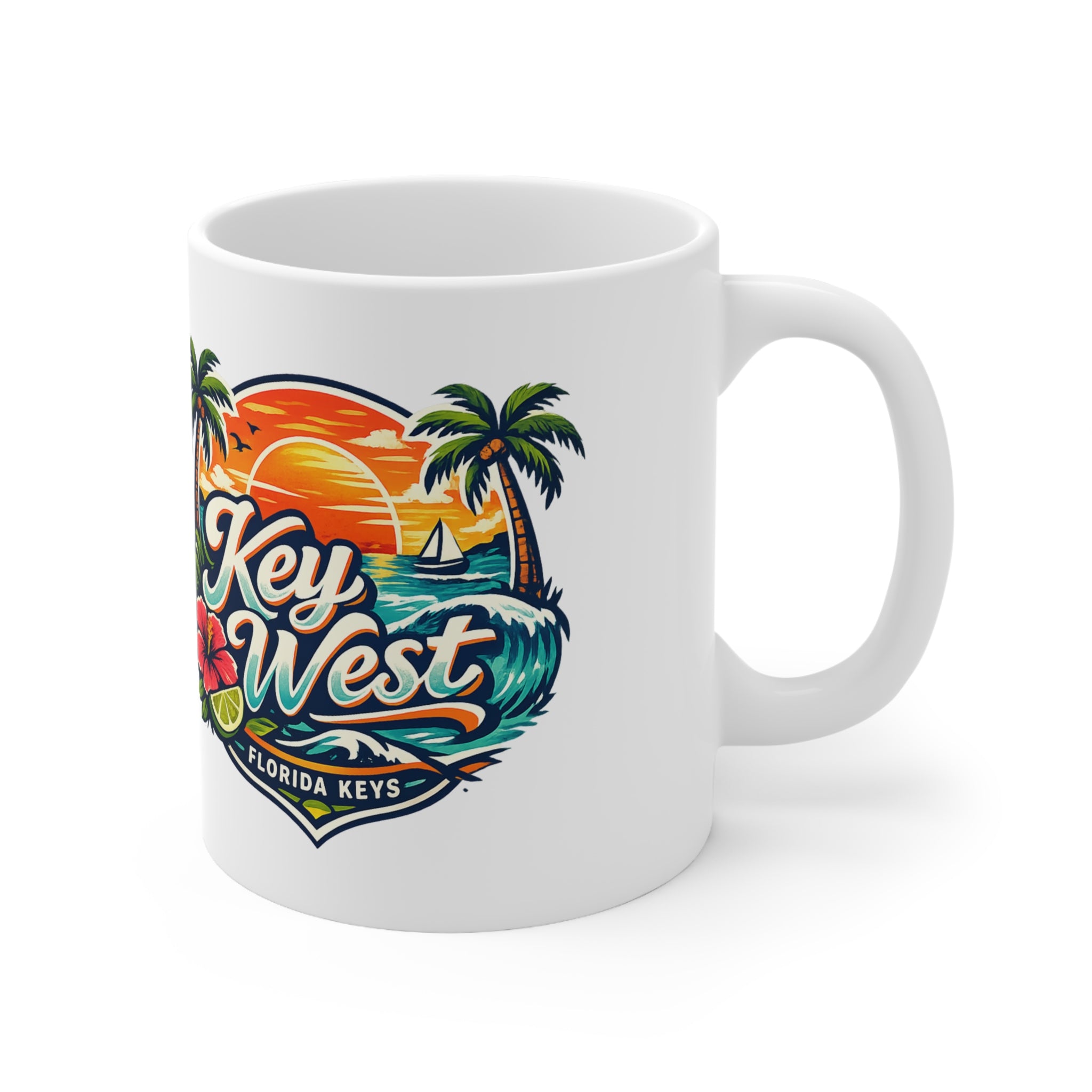 Key West Florida Keys Ceramic Coffee Cups, 11oz, 15oz