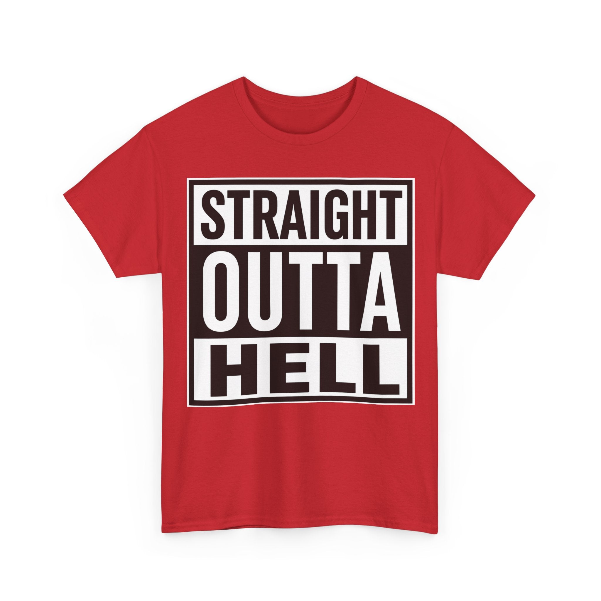 Straight Outta Hell T-Shirt — Bold Gothic Graphic Tee