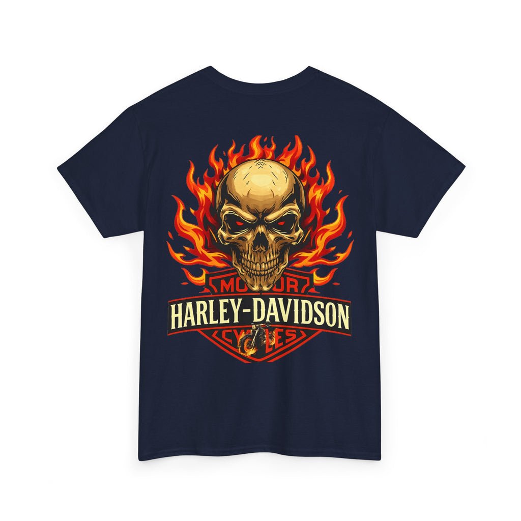 Harley-Davidson Flame Skull Inspired Cotton T-Shirt