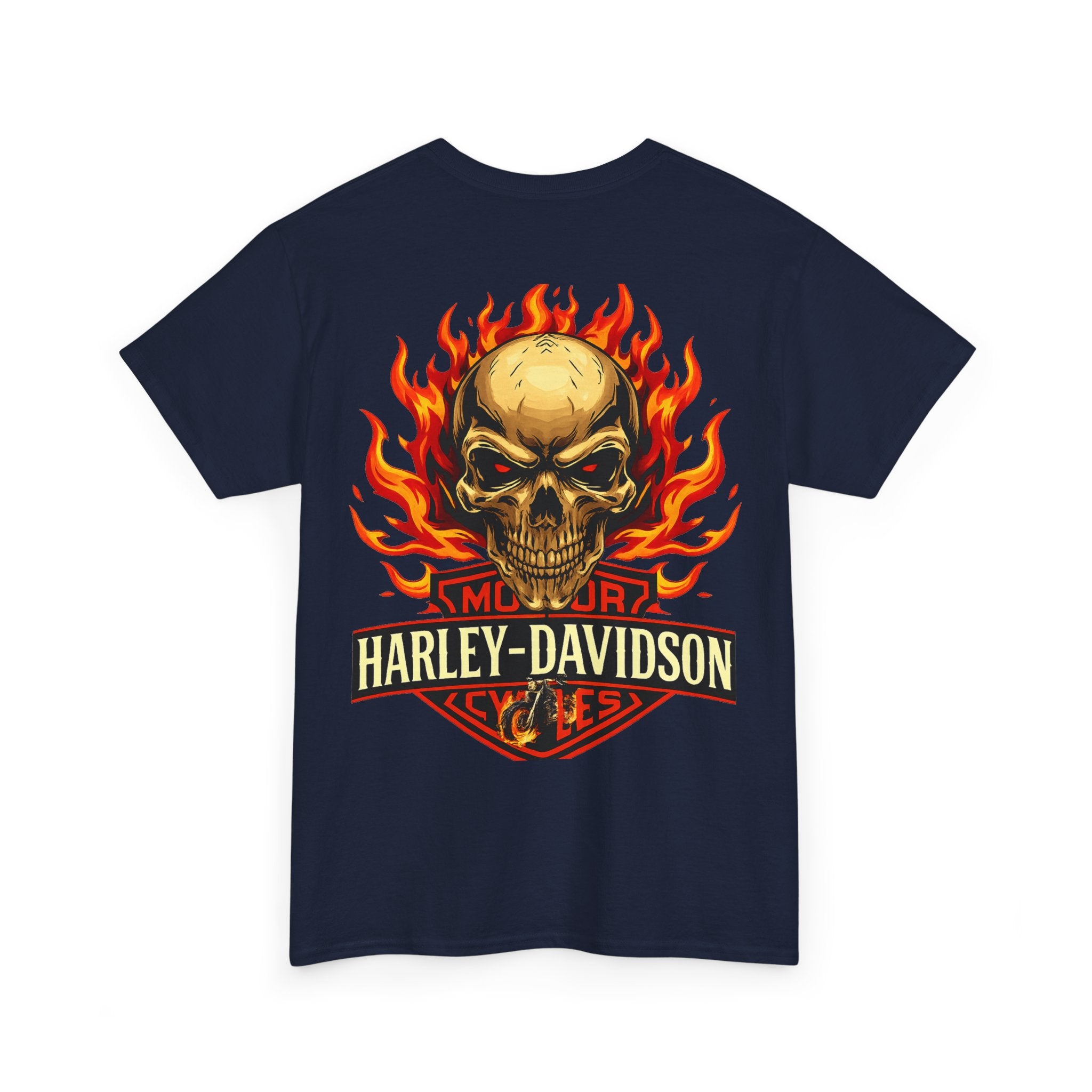 Harley-Davidson Flame Skull Inspired Cotton T-Shirt