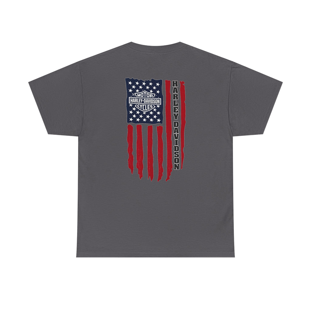 Harley-Style Flag Tee — American Motorcycle Logo T-Shirt