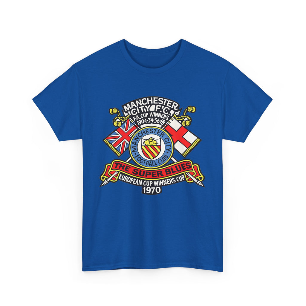 Manchester City Vintage Crest Tee — 'The Super Blues' 1970 European Cup Winners