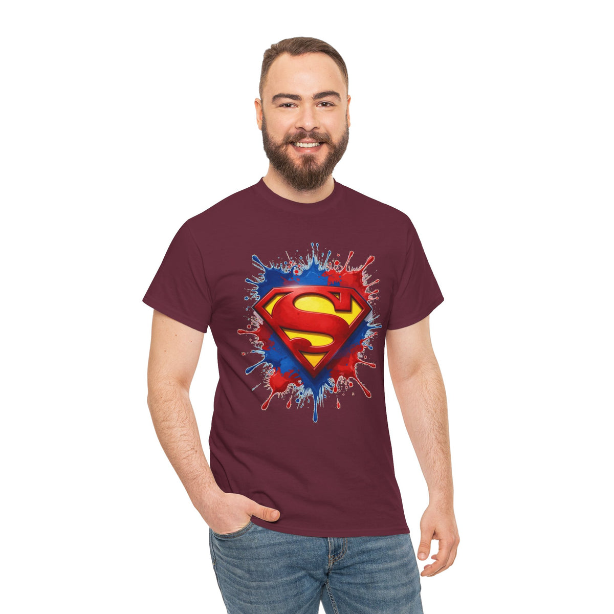 Superhero Emblem Paint-Splash T-Shirt