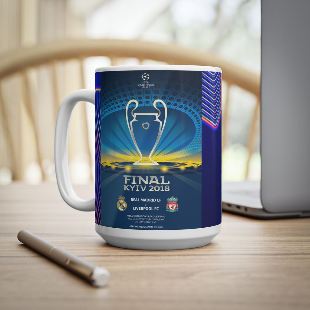 Liverpool 2018 & 2019 UEFA Champions League Finals Programme Covers Inspired Ceramic Coffee Mug — 11oz & 15oz