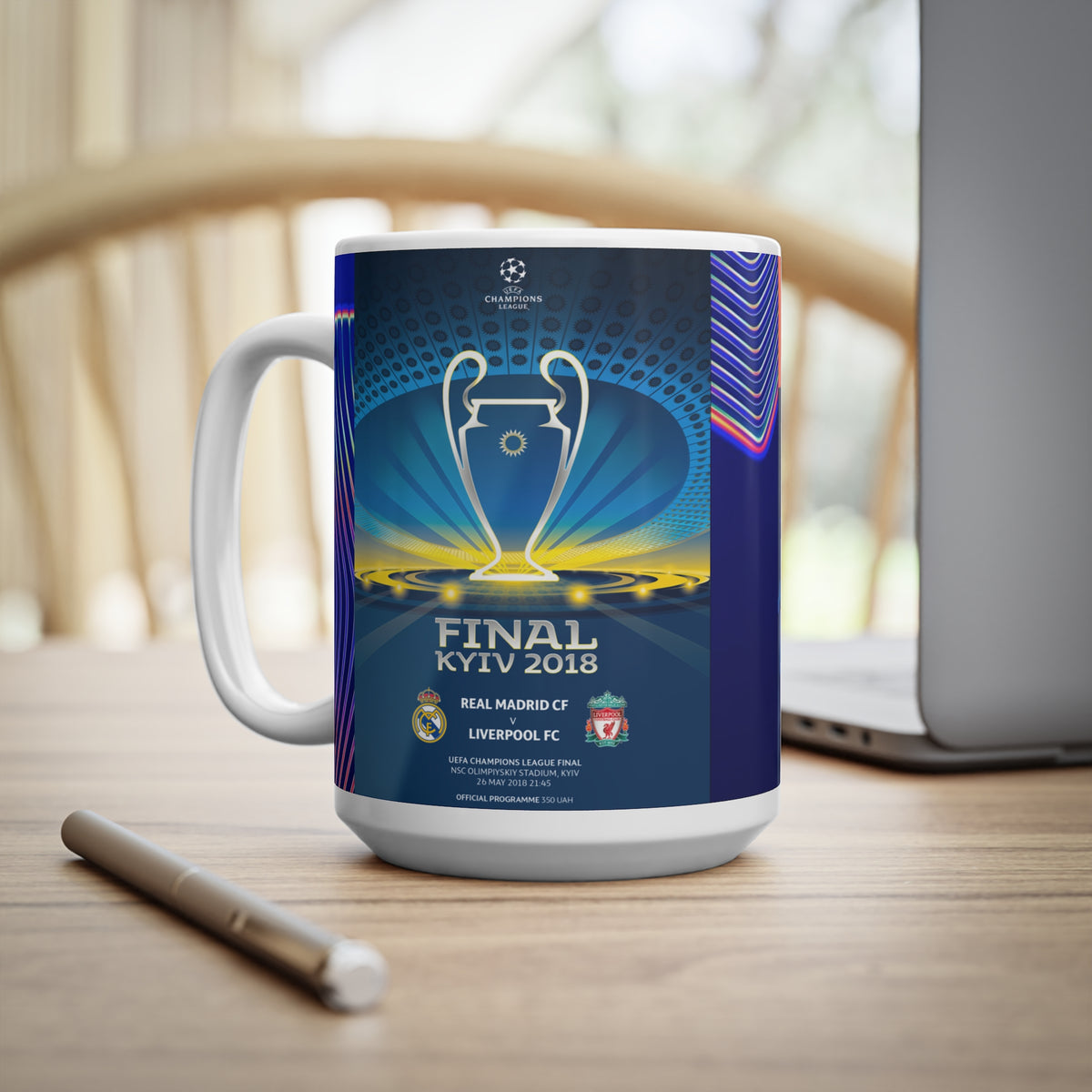 Liverpool 2018 & 2019 UEFA Champions League Finals Programme Covers Inspired Ceramic Coffee Mug — 11oz & 15oz