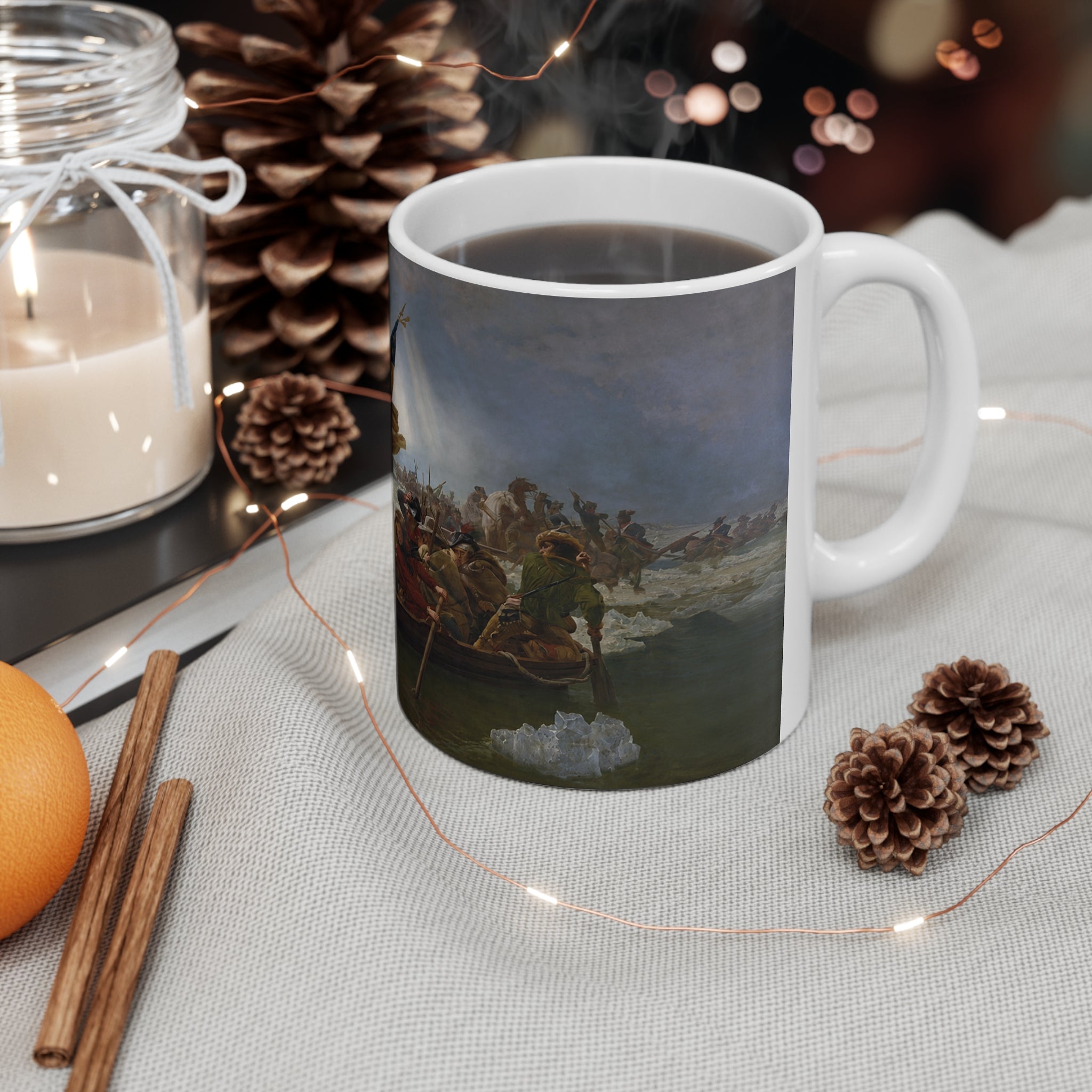 Washington Crossing the Delaware Ceramic Coffee Mug — Historic Revolutionary War Artwork (11oz & 15oz)