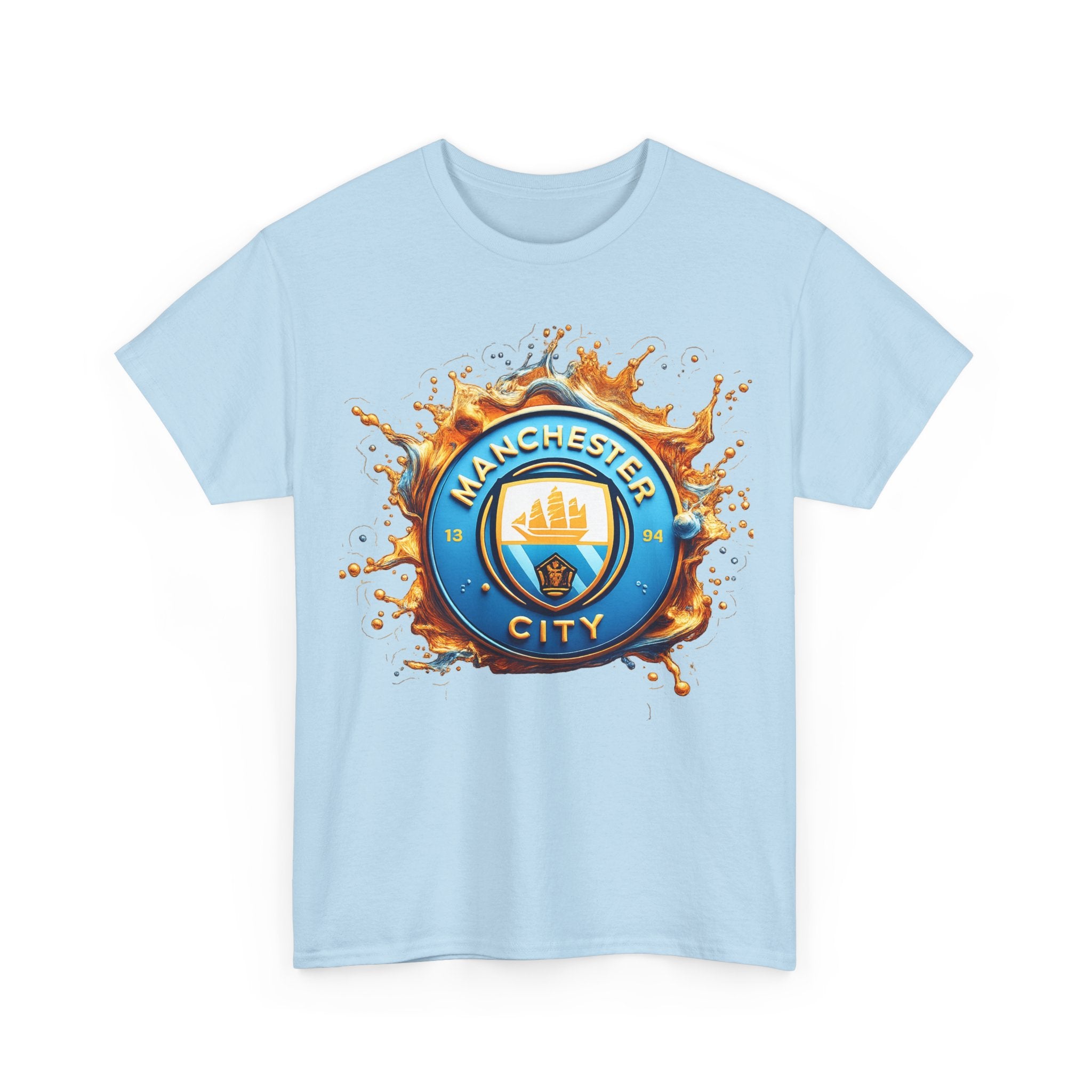 Manchester City Inspired Splash Logo Cotton T-Shirt