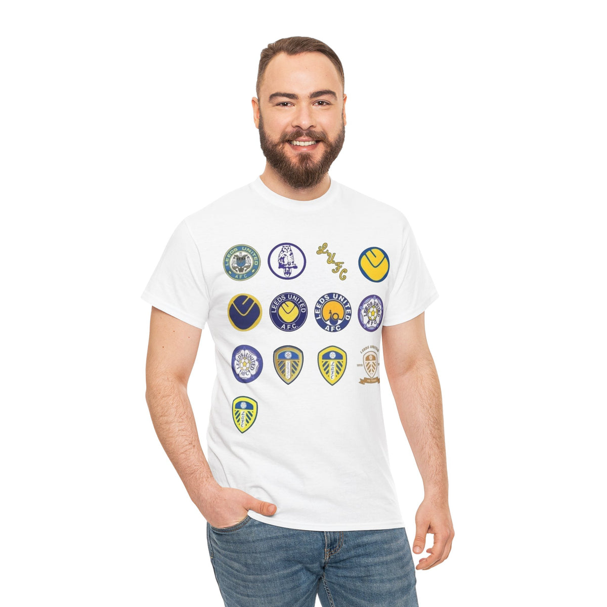 Leeds United Retro Crest Cotton T-Shirt — Vintage Football Club Emblem Tee