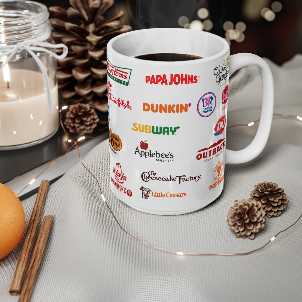 American Fast Food Chain Logos Ceramic Coffee Mug — 11oz & 15oz Collage