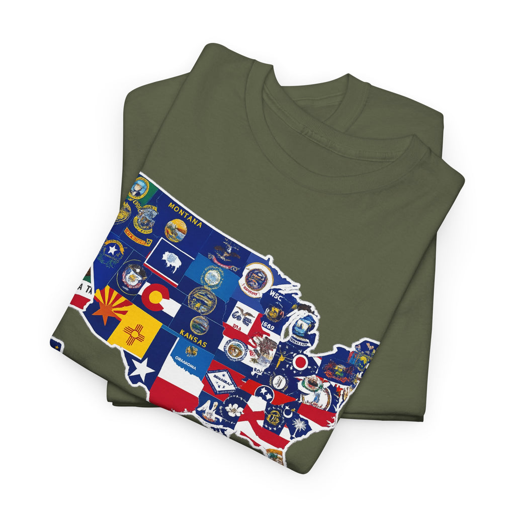 USA Map Flag T-Shirt — United States State Flag Map Tee