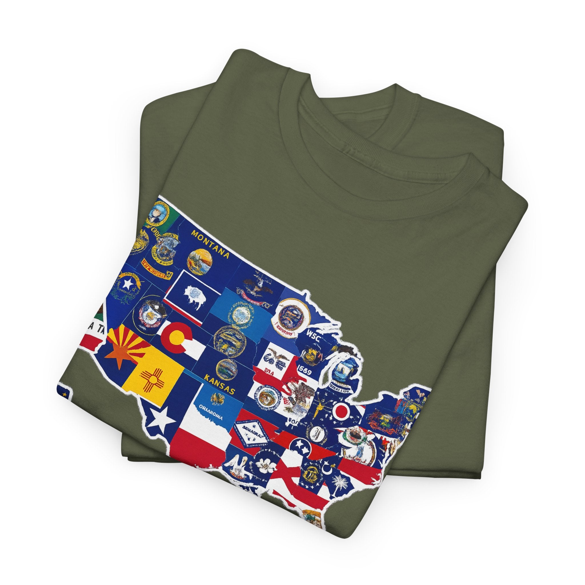 USA Map Flag T-Shirt — United States State Flag Map Tee