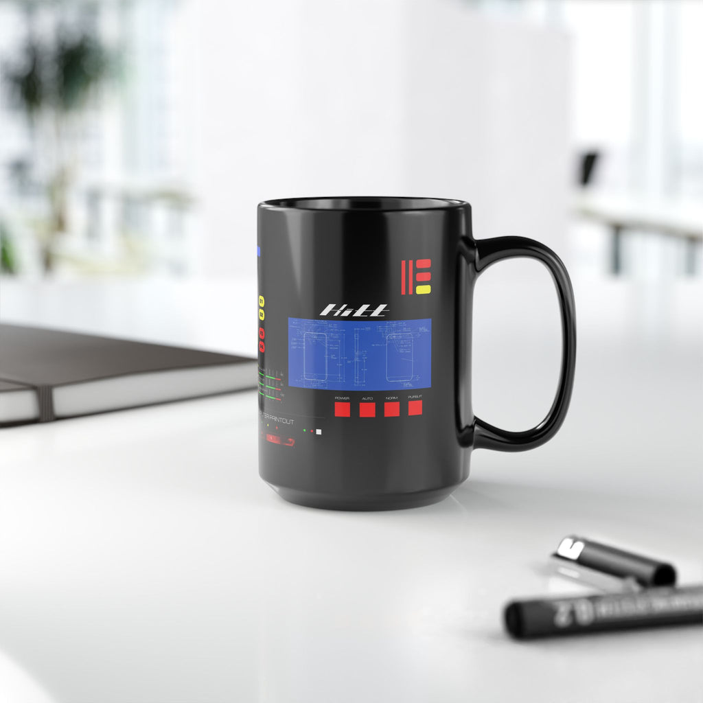 Knight Rider Kitt Dashboard Computer Console Black Mug — Futuristic Control Panel Design (11oz & 15oz)