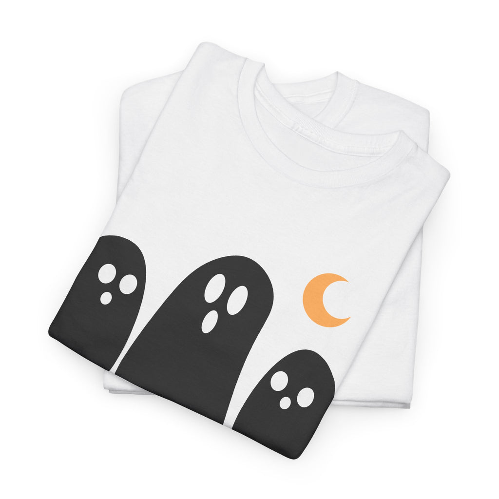 Ghost Trio Moon T-Shirt — Cute Halloween Graphic Tee
