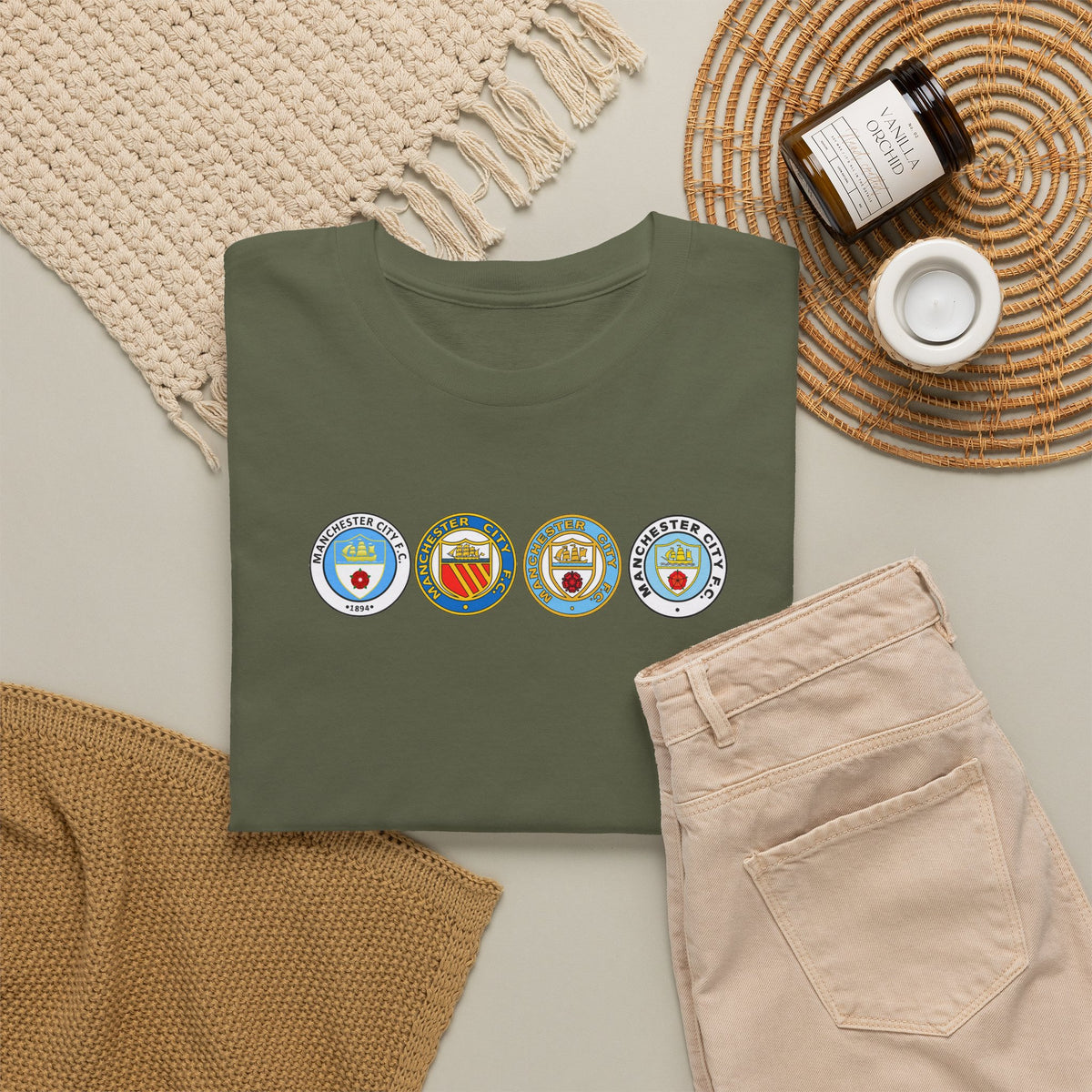 Man City Retro Crest Inspired Cotton T-Shirt