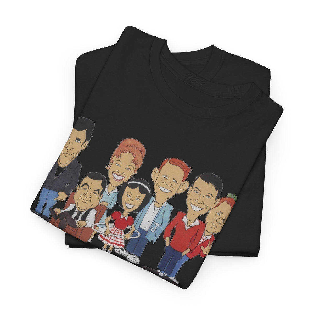 Happy Days Retro TV Cast Cartoon Tee - Vintage Sitcom Character Group Shirt