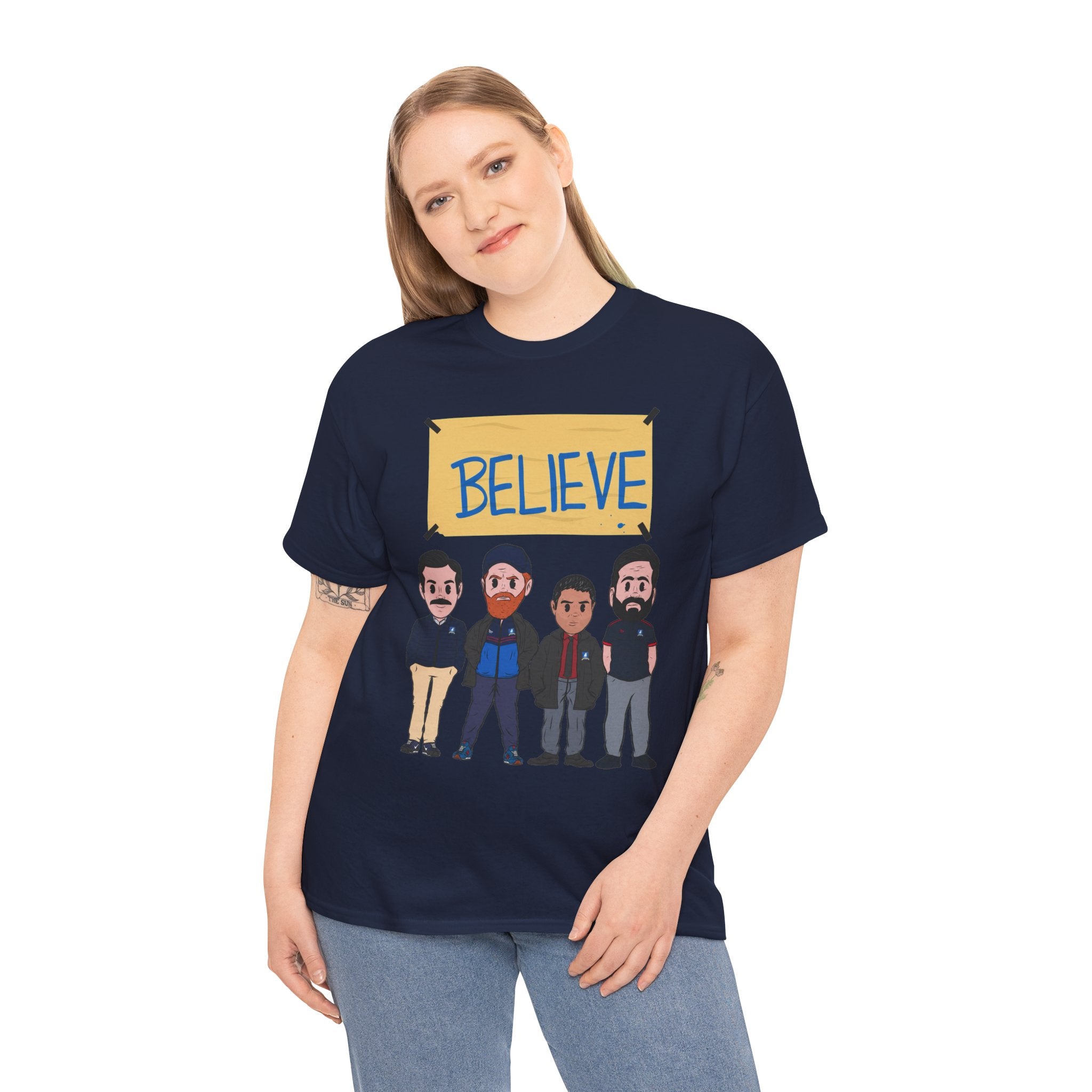 Ted Lasso Inspired Believe Cartoon Band Cotton T-Shirt
