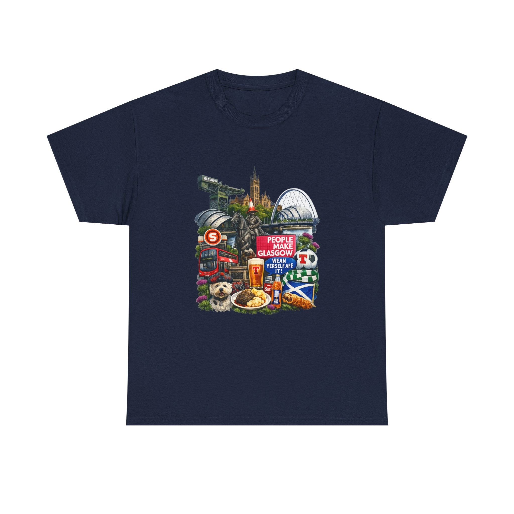 Glasgow Collage T-Shirt — "People Make Glasgow" Scottish City Souvenir Tee